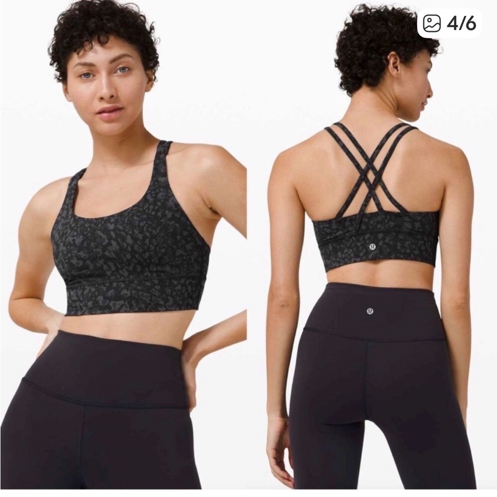 lululemon athletica Charcoal and black Pattern Sports Bra